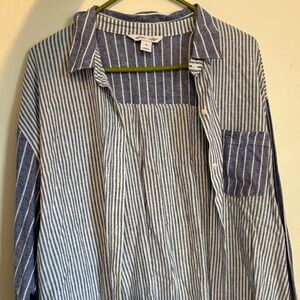 OLD NAVY XL BLUE oversized STRIPED button down SHIRT